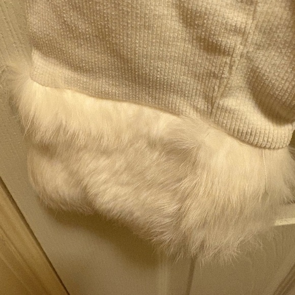Vintage Y2K Sheri Bodell Corduroy White 100% Rabbit Fur Trim Jacket Sz XS - Picture 6 of 16